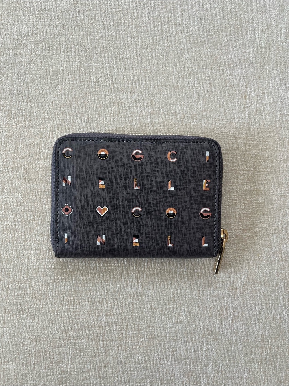 Coccinelle Charcoal Grey Signature Zip Wallet (Never Used)